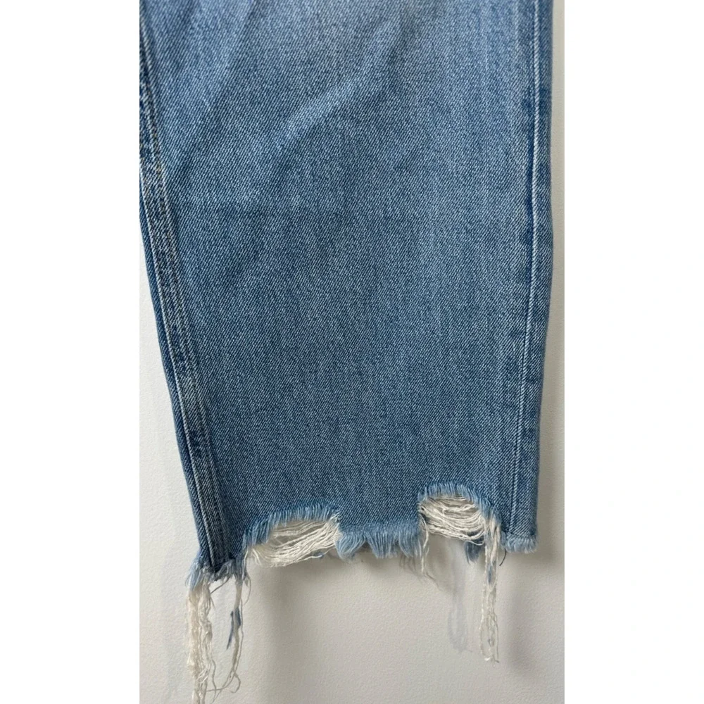 WE THE FREE BLUE JEANS SIZE 31 FREE PEOPLE BUTTON FLY RAW HEM HIGH RISE Boho A51 - Picture 2 of 8